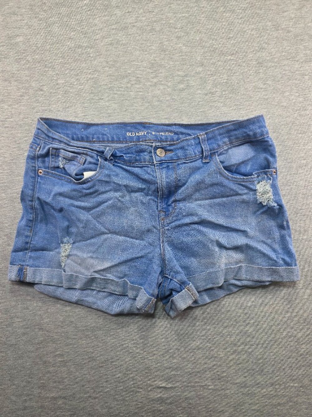 Old Navy Boyfriend Denim Shorts Light Wash Distressed Cuffed Size 12
